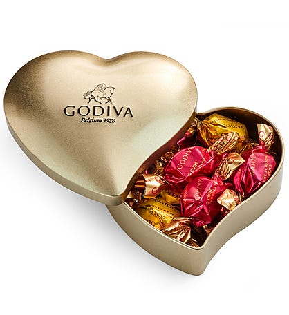 Godiva Valentine's G Cube Heart Tin 12pc